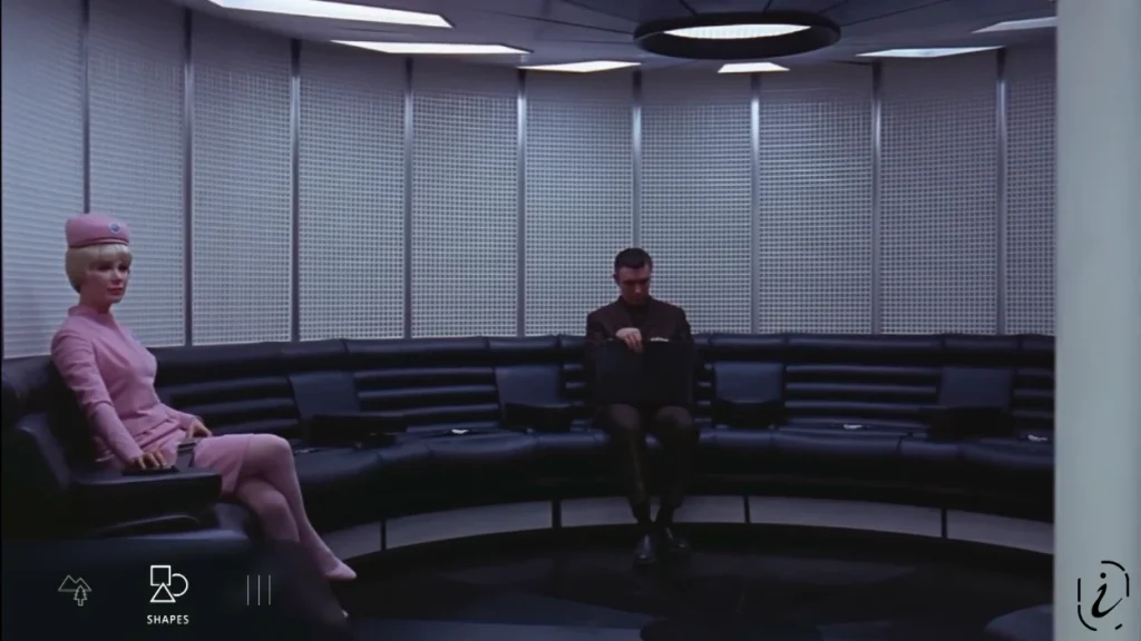 Shot from 2001: A Space Odyssey featuring a circular room, conveying feelings of inclusivity and safety.