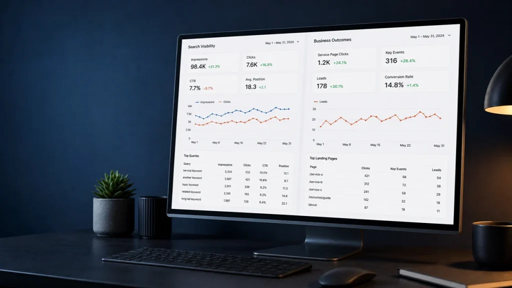 مقایسه دادههای واقعی Google Search Console و GA4 برای تفکیک دیدهشدن محتوا از ارزش تجاری