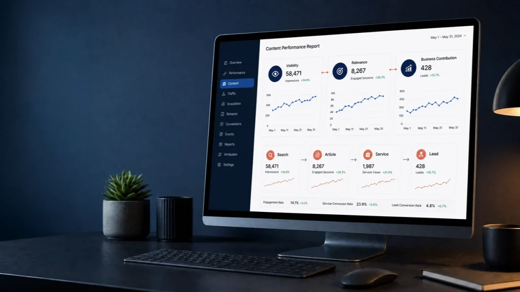 گزارش واقعی ارزیابی محتوای سایت بر اساس Visibility، Relevance و Business Contribution؛ مسیر تبدیل مقاله به دارایی بازاریابی